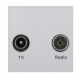 White Diplexed TV & Radio Socket Euro Module Insert